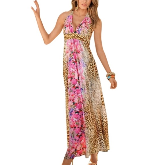 Boston Proper Dresses & Skirts - Boston Proper Mixed Print Halter Maxi Dress, Sz 10